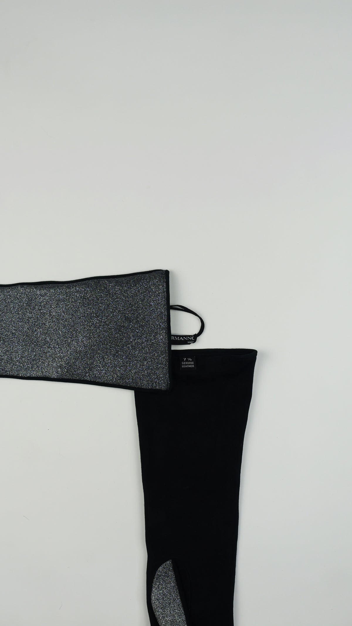 ERMANNO SCERVINO Black Opera Gloves with Glitter Panels