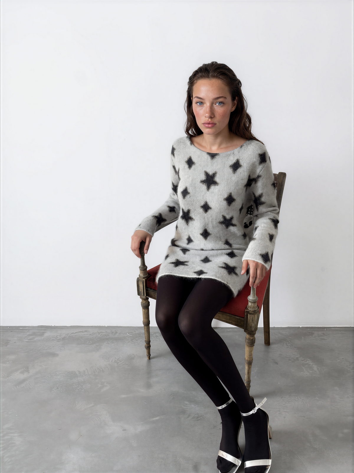 Robe-Pull Saint Laurent en Mohair et Laine à Étoiles