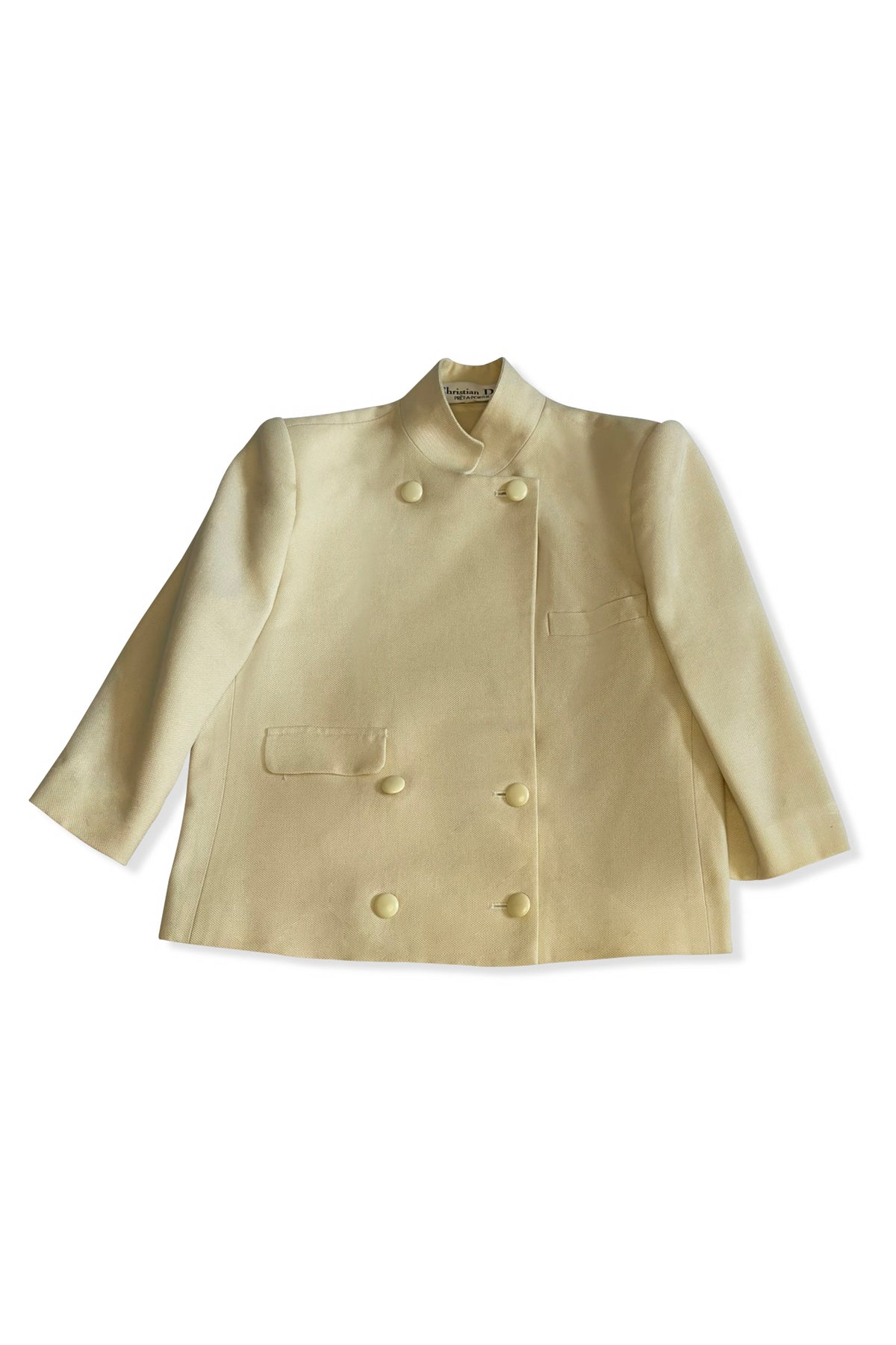DIOR Cropped Double-Breasted Blazer — Ivory Tailored Jacket