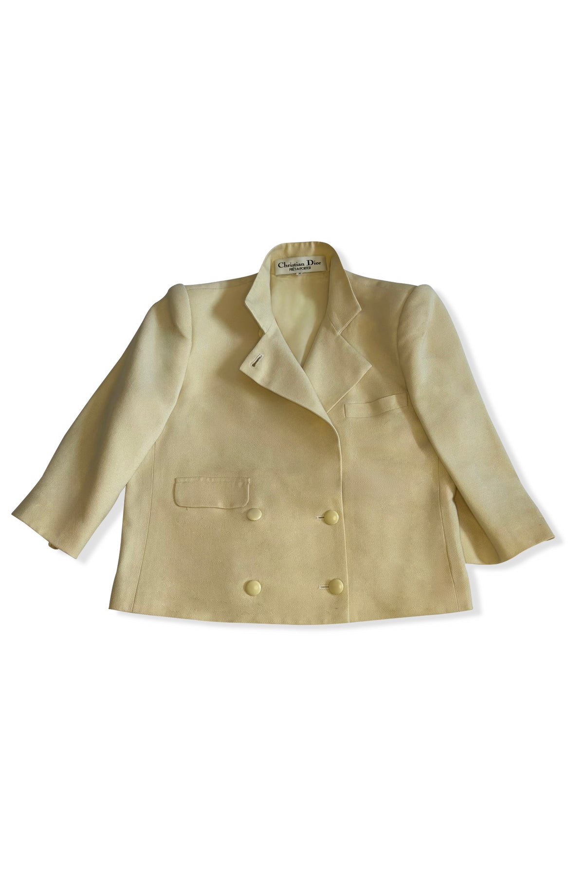 DIOR Cropped Double-Breasted Blazer — Ivory Tailored Jacket