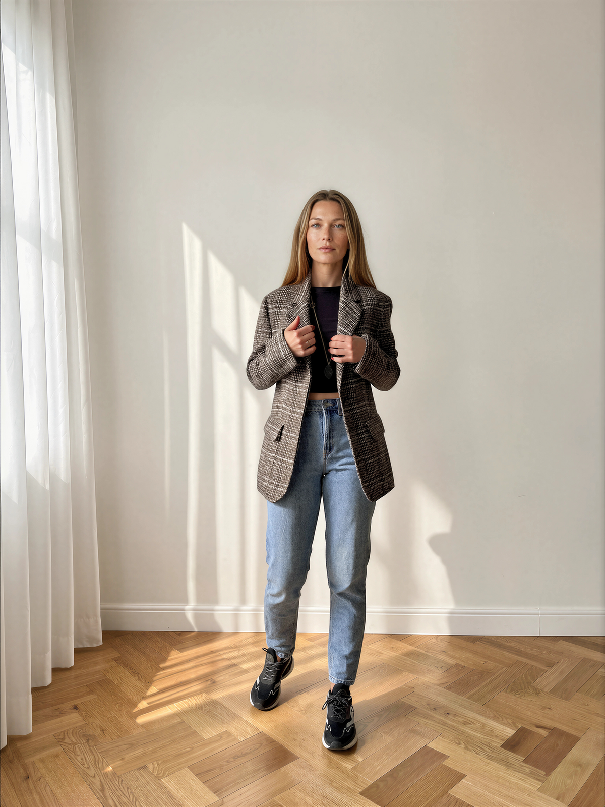 HERMÈS Blazer en Tweed avec Doublure Imprimée Paris