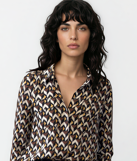 MAX&MOI Zijden Blouse met Grafische Print