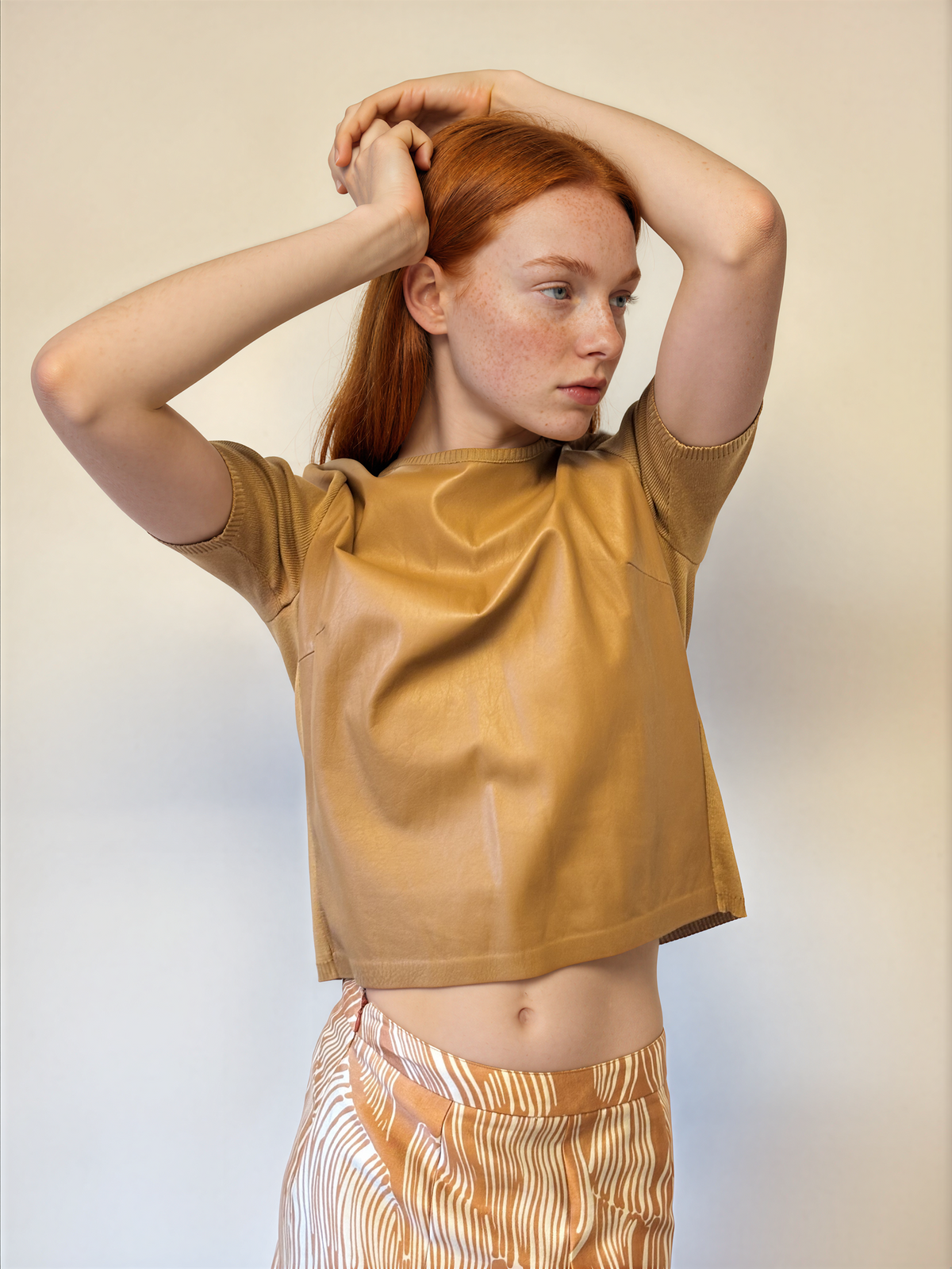 SPORTMAX T-shirt leder en katoen