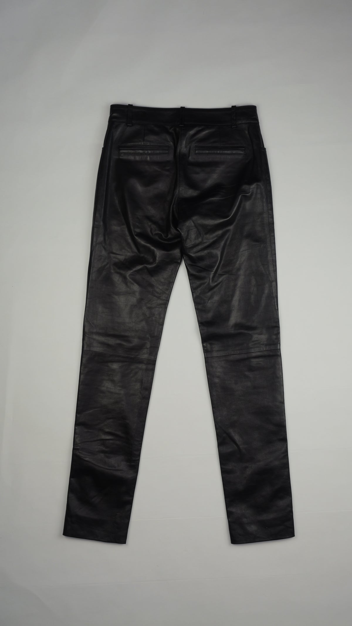 CÉLINE Black Leather Straight-Leg Trousers
