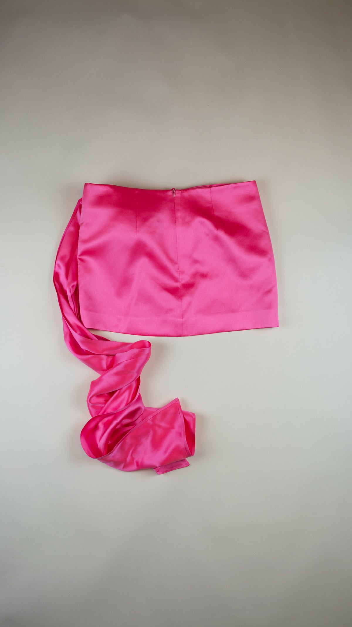 MAGDA BUTRYM Hot Pink Satin Wrap Skirt with Rosette Detail