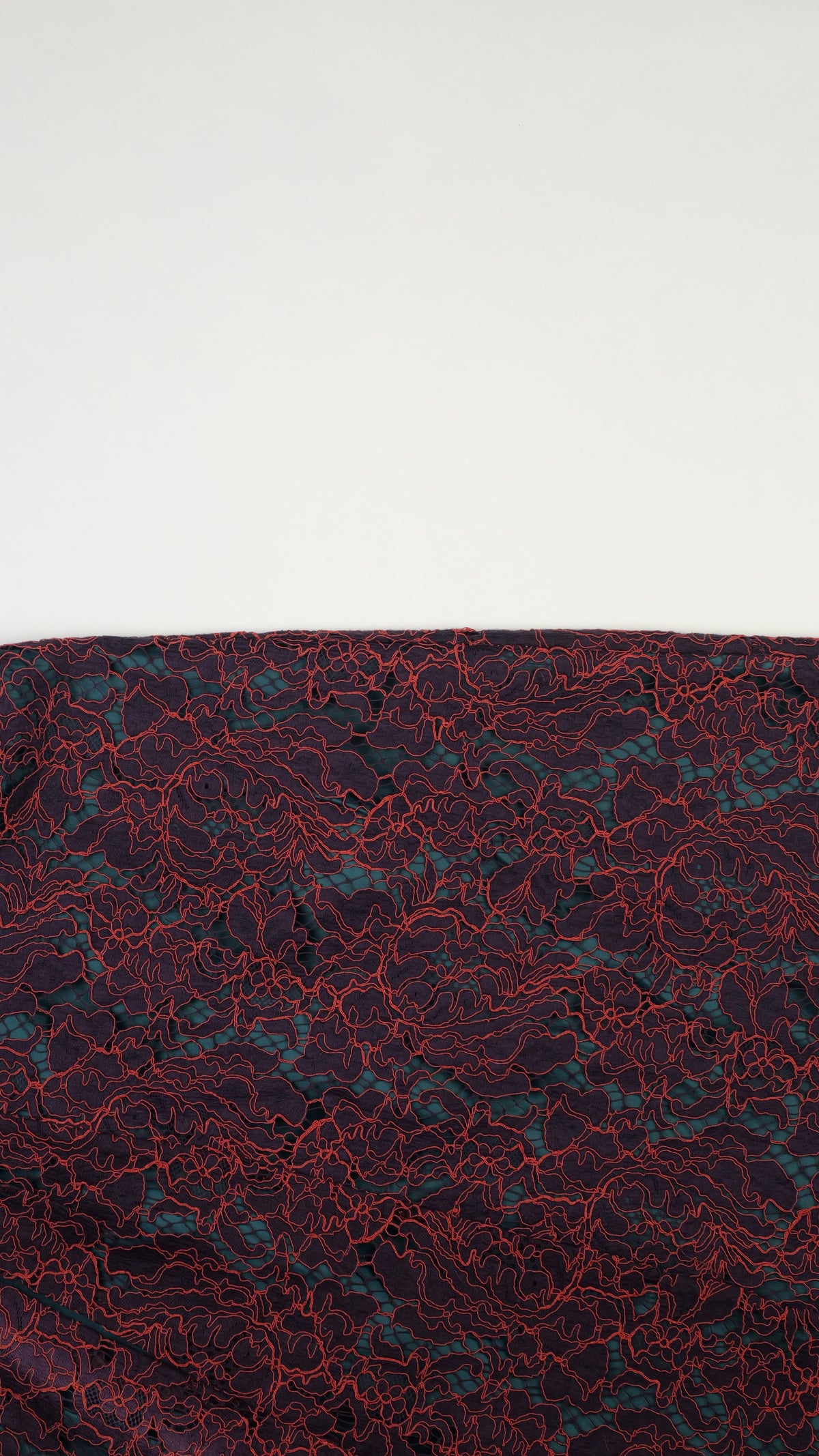CARVEN Koord-Kant A-Lijn Rok — Bordeaux met Turquoise Voering