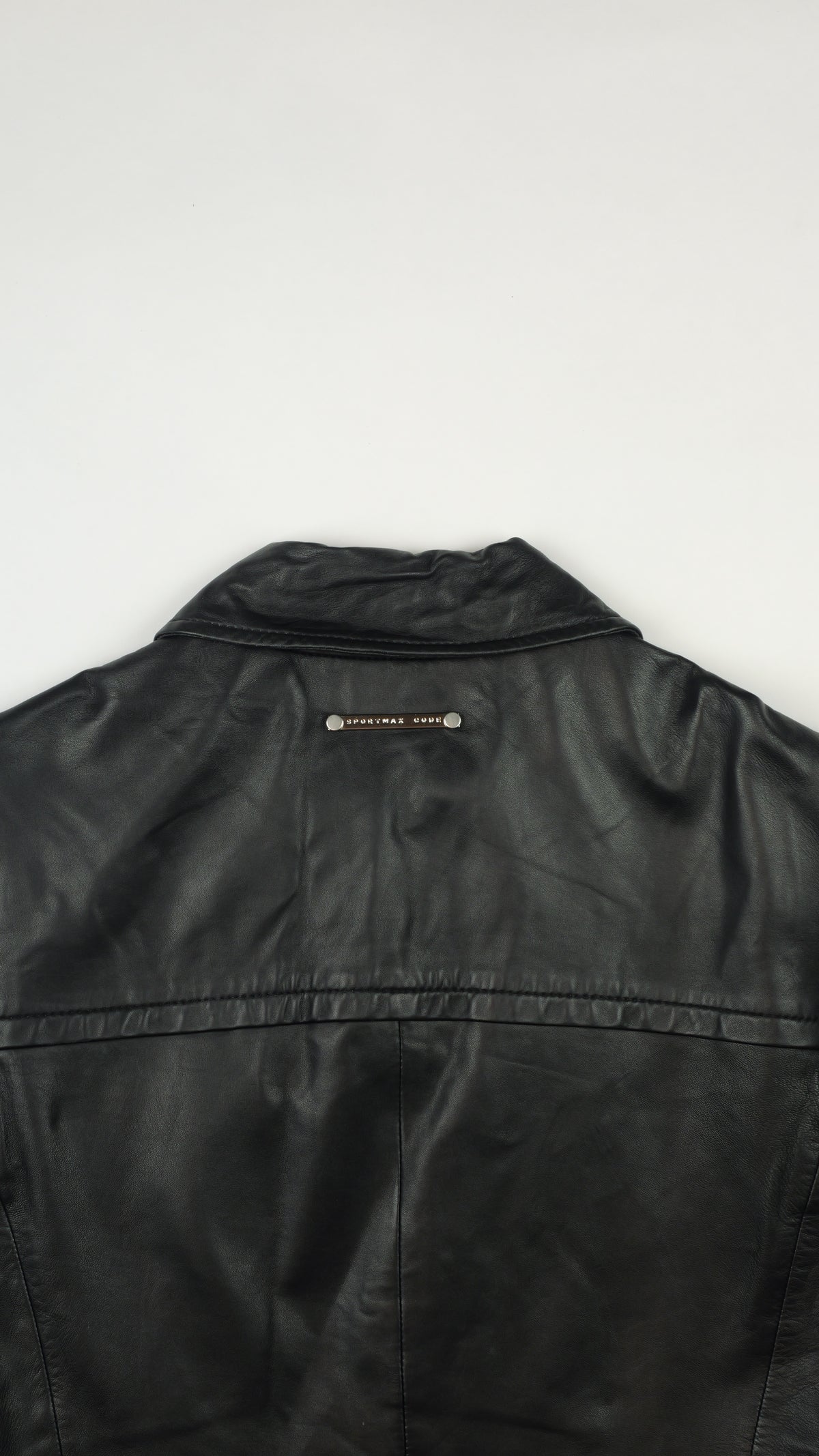 SPORTMAX Lambskin Leather Biker Jacket — Black with Eyelet Studs