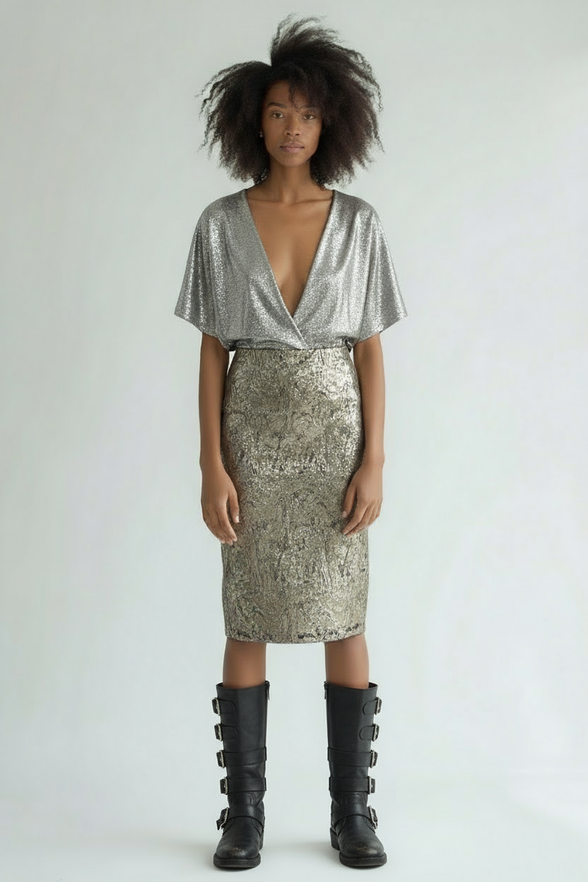 Chanel Gold & Silver Lace Pencil Skirt: Shimmering Paisley Power – Luxe Legacy.