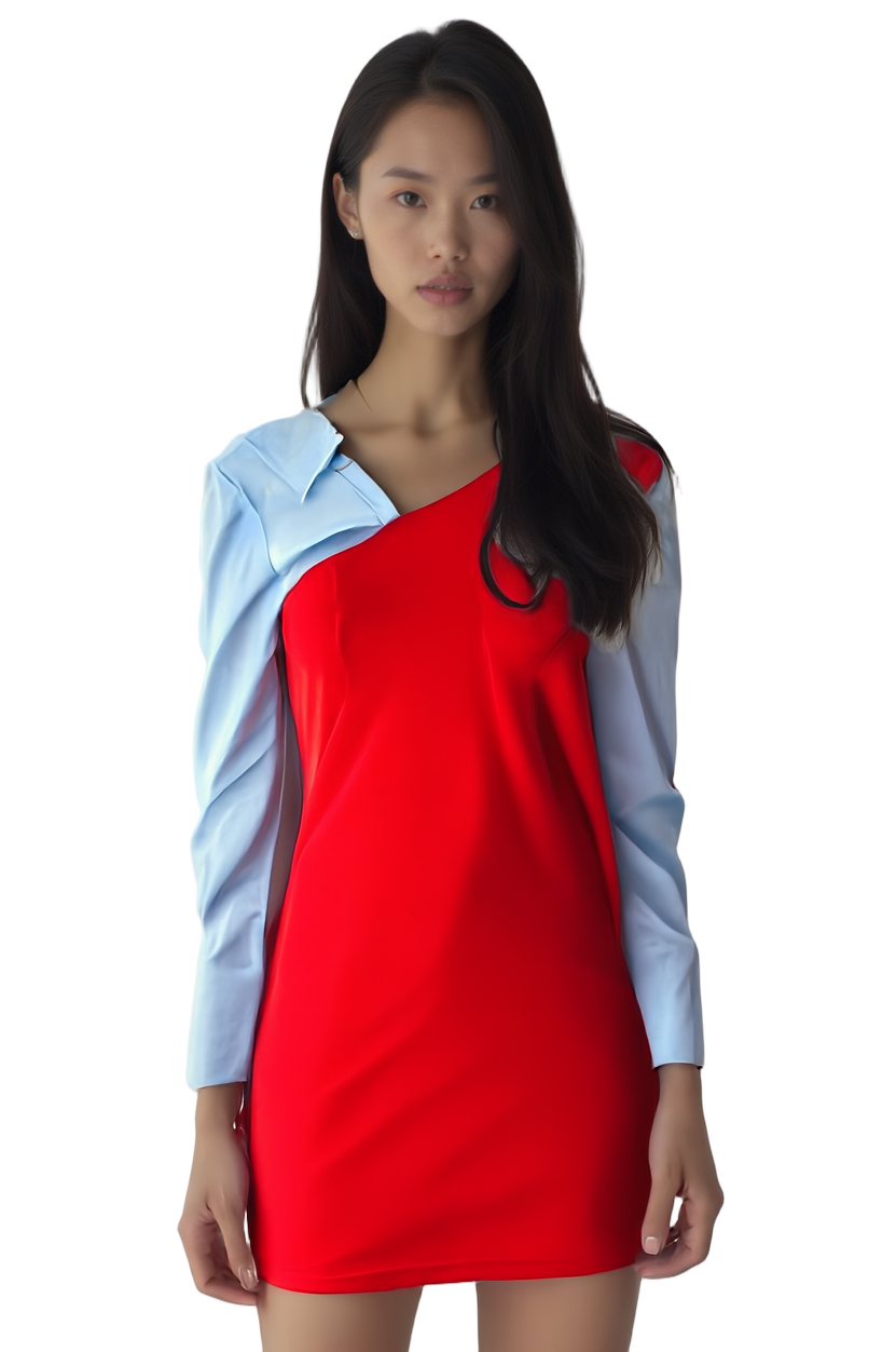 Erika Cavallini Duo-Color Blue & Red Maxi Dress – Italian Color Twist