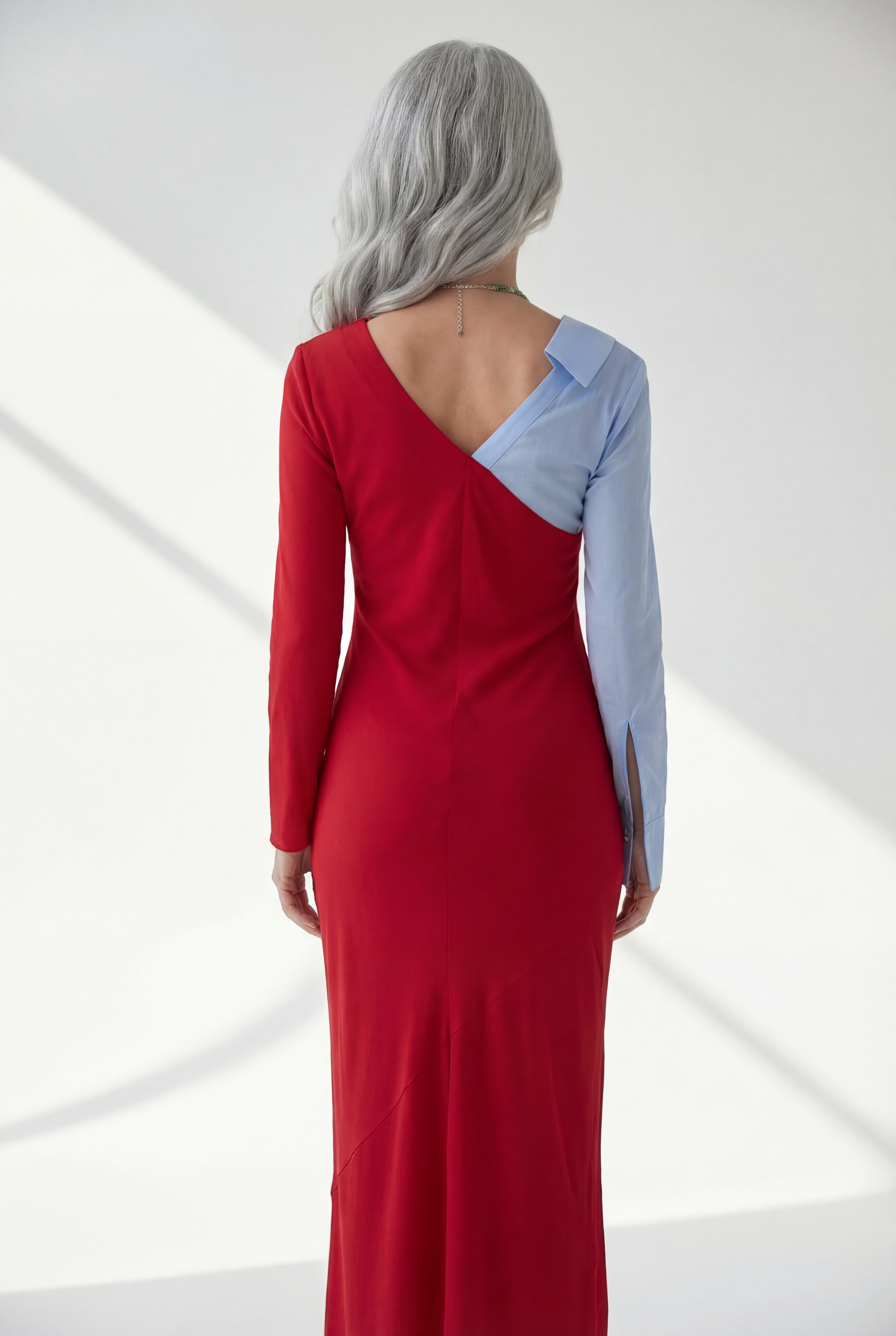 Erika Cavallini Duo-Color Blue & Red Maxi Dress – Italian Color Twist