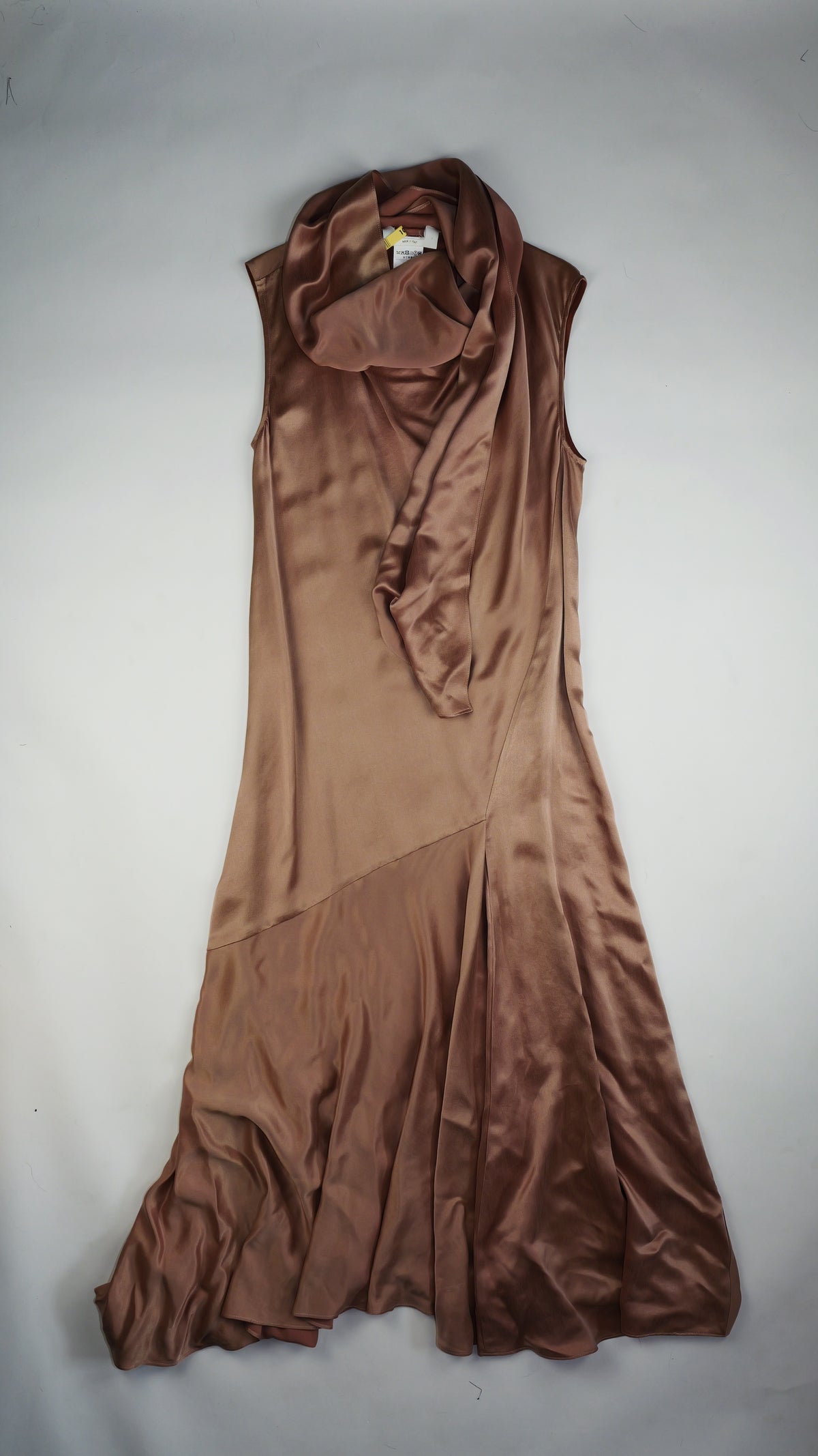 SPORTMAX Robe Longue en Satin Blush à Col Écharpe Drapé