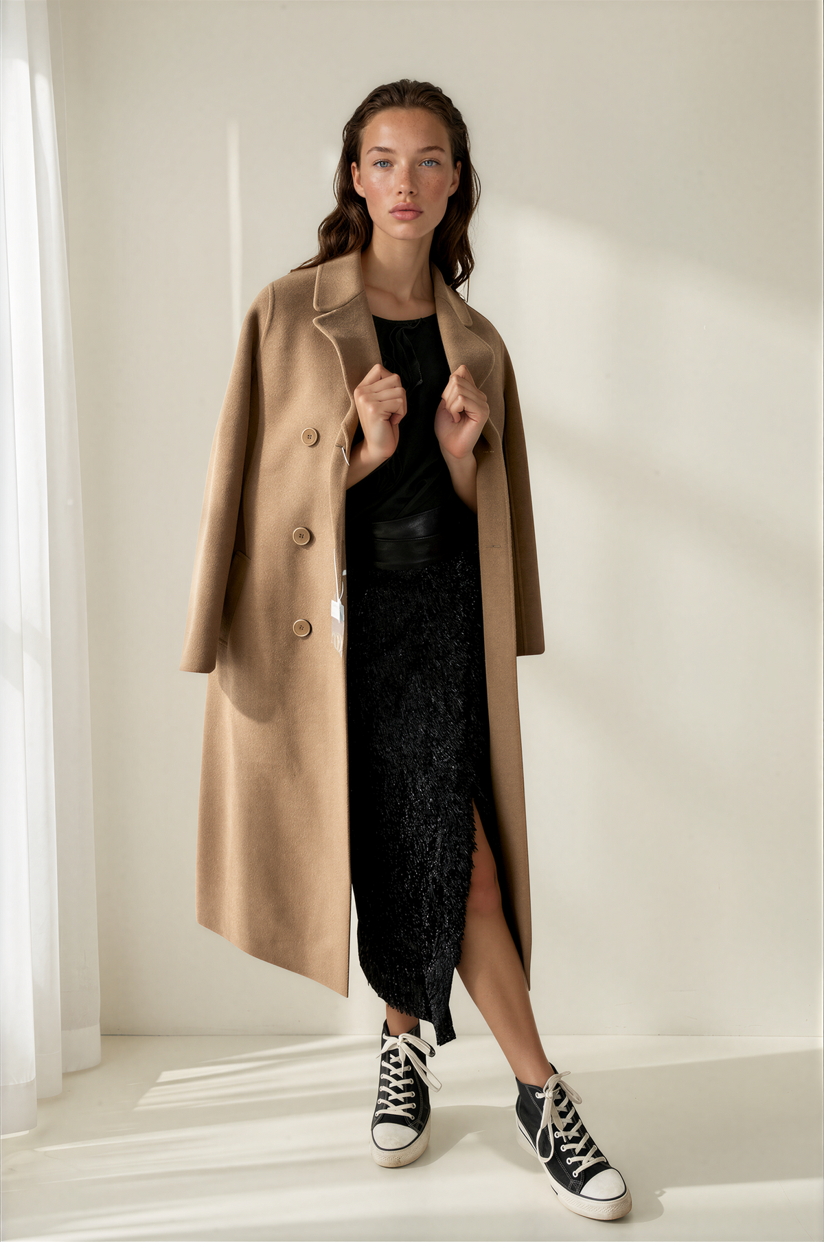 MAX MARA Manteau Portefeuille 'Bahamas' Camel en Laine Double Face