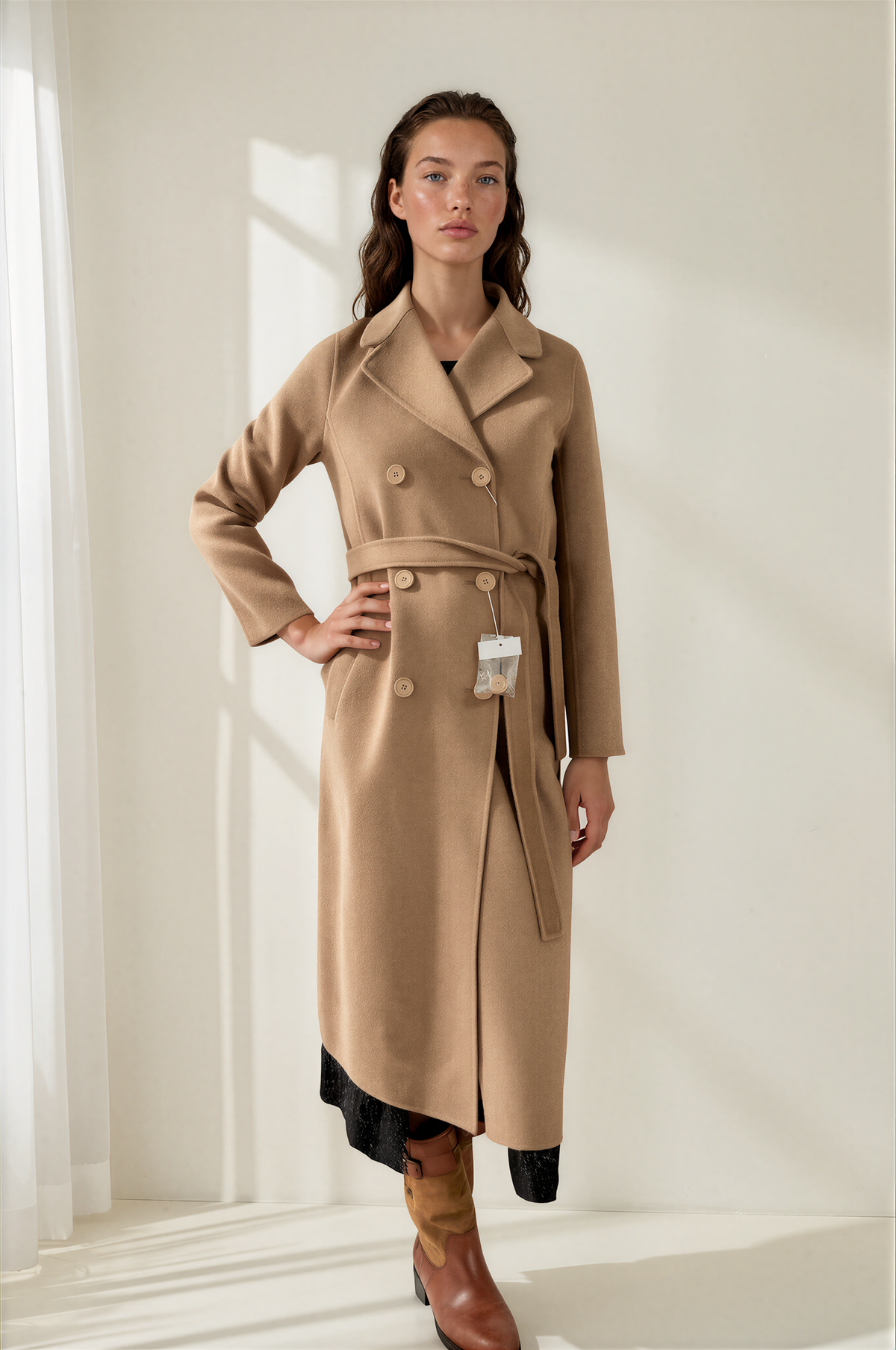 MAX MARA Manteau Portefeuille 'Bahamas' Camel en Laine Double Face