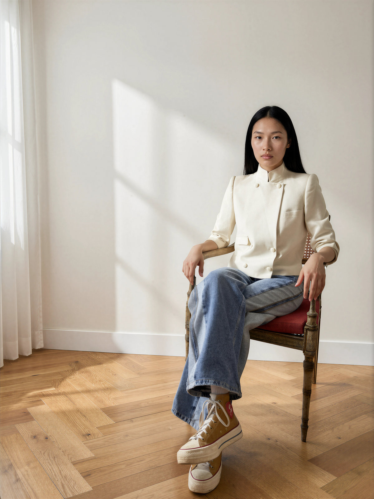 DIOR Cropped Double-Breasted Blazer — Ivory Tailored Jacket