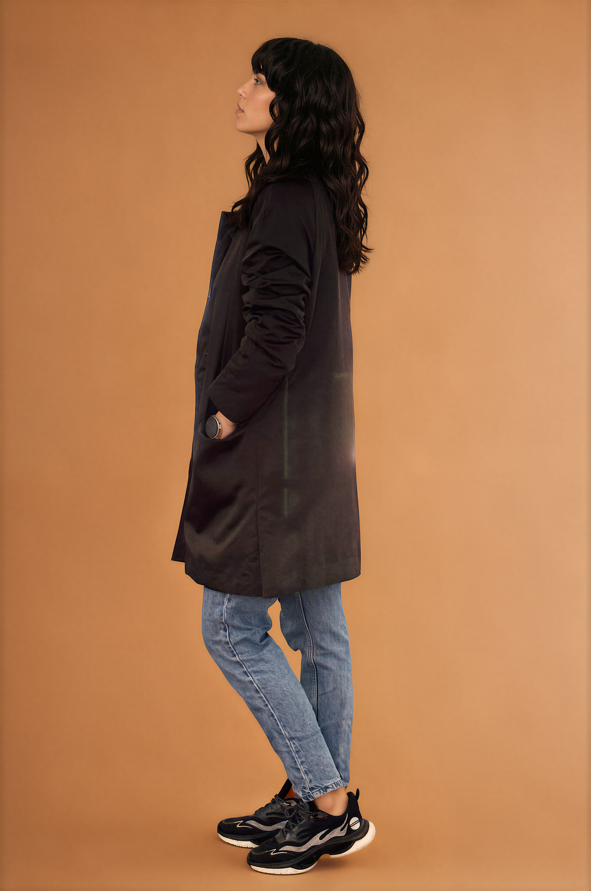 PRADA Kaki Parka — Trenchcoat Silhouet met Satijnglans