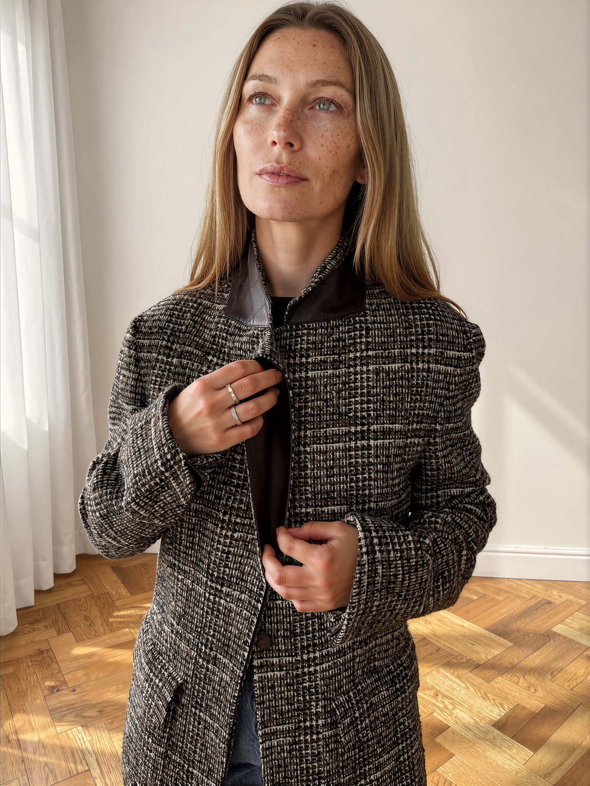 HERMÈS Blazer en Tweed avec Doublure Imprimée Paris