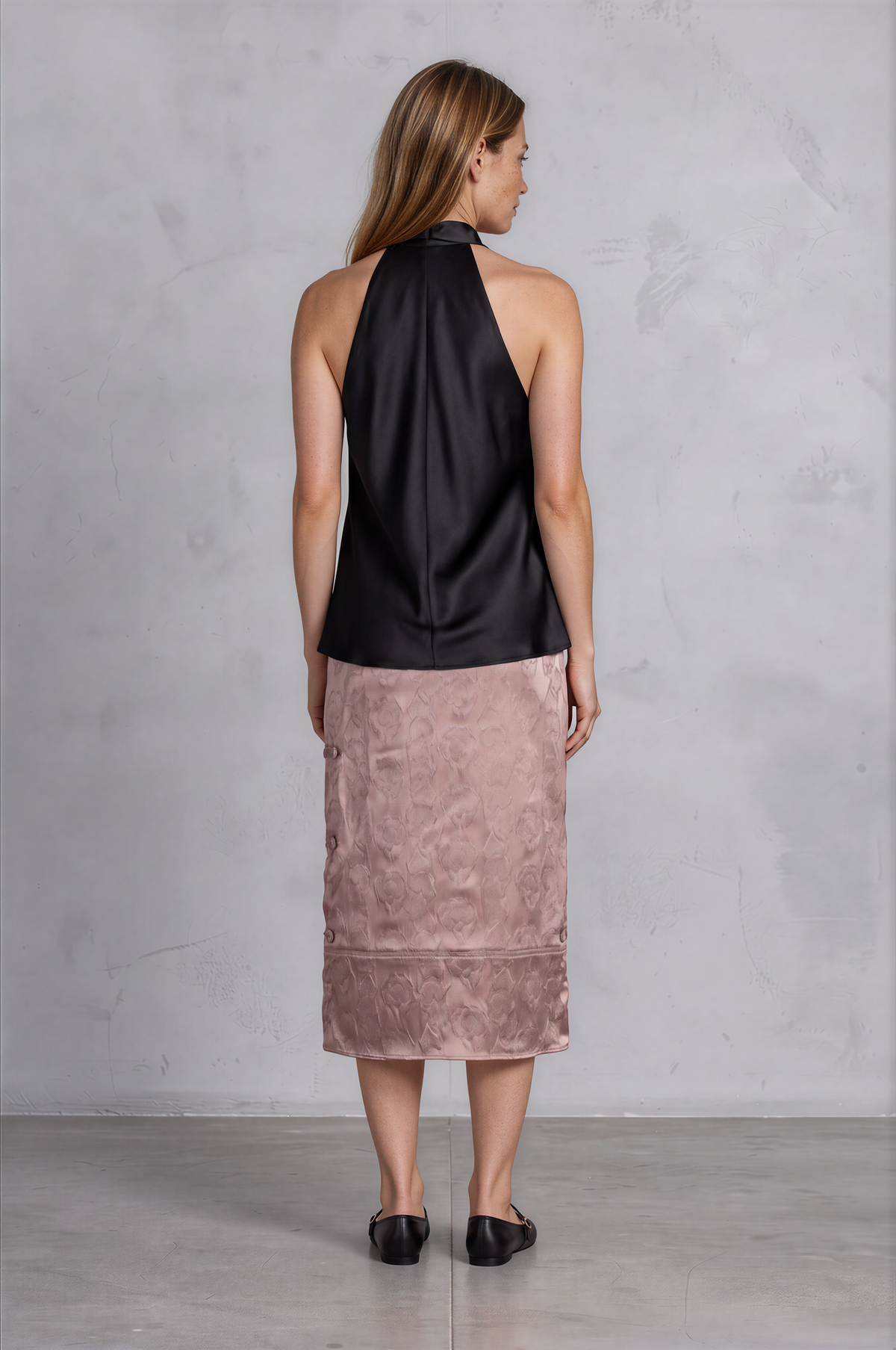 ACNE STUDIOS Jacquard Midirok — Oudroze, Cheongsam-Geïnspireerd