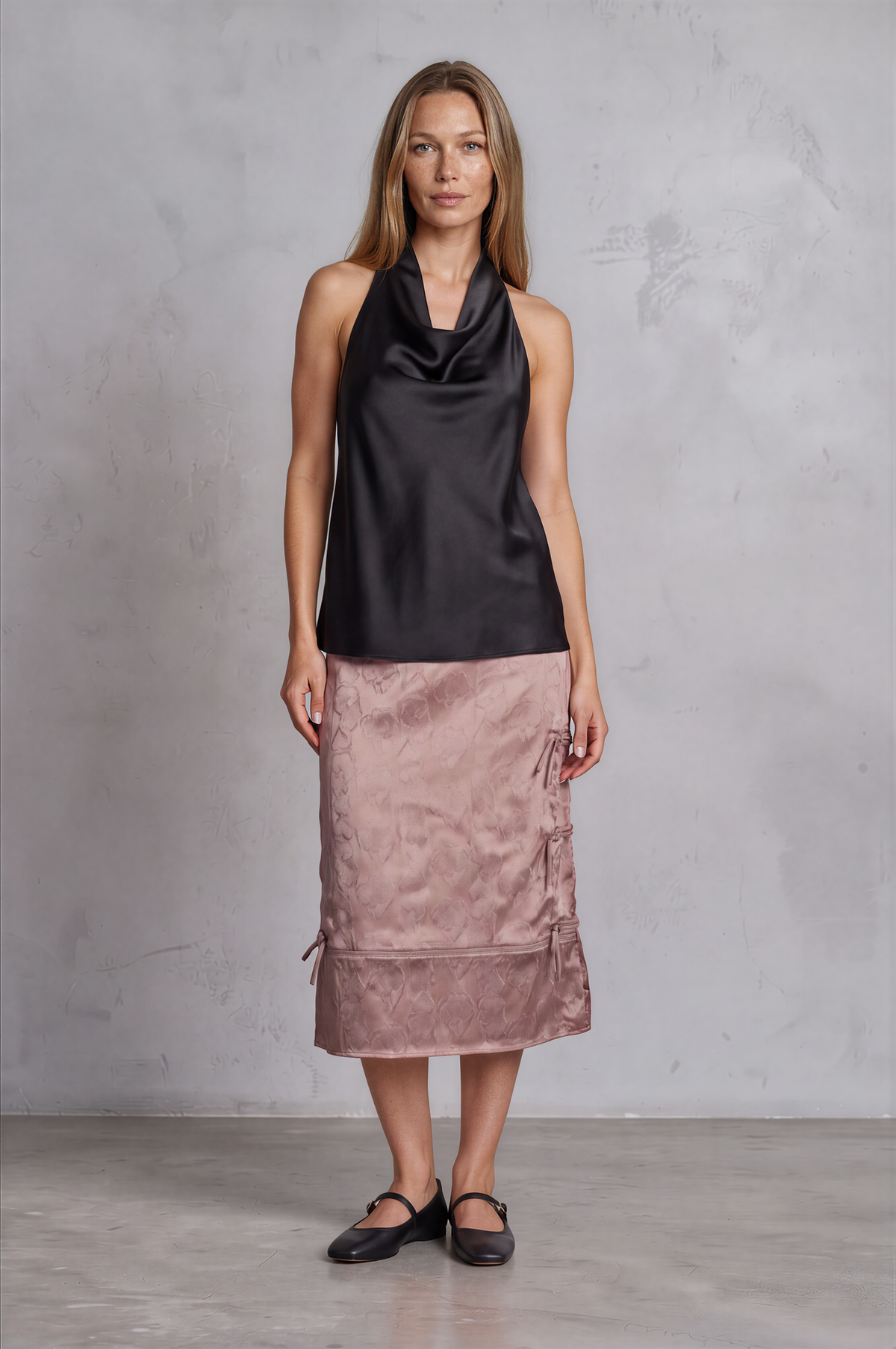 ACNE STUDIOS Jacquard Midirok — Oudroze, Cheongsam-Geïnspireerd