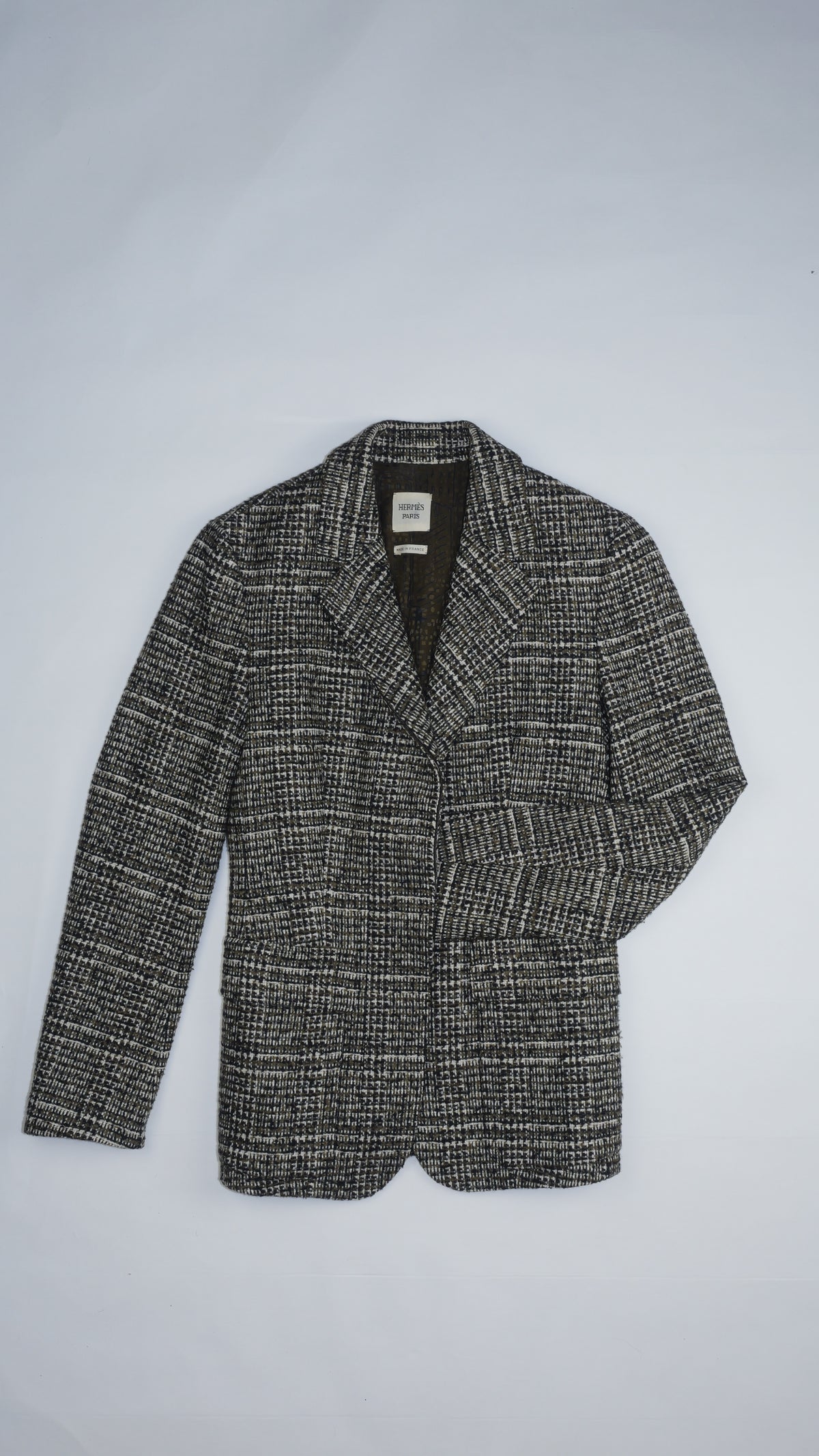 HERMÈS Blazer en Tweed avec Doublure Imprimée Paris
