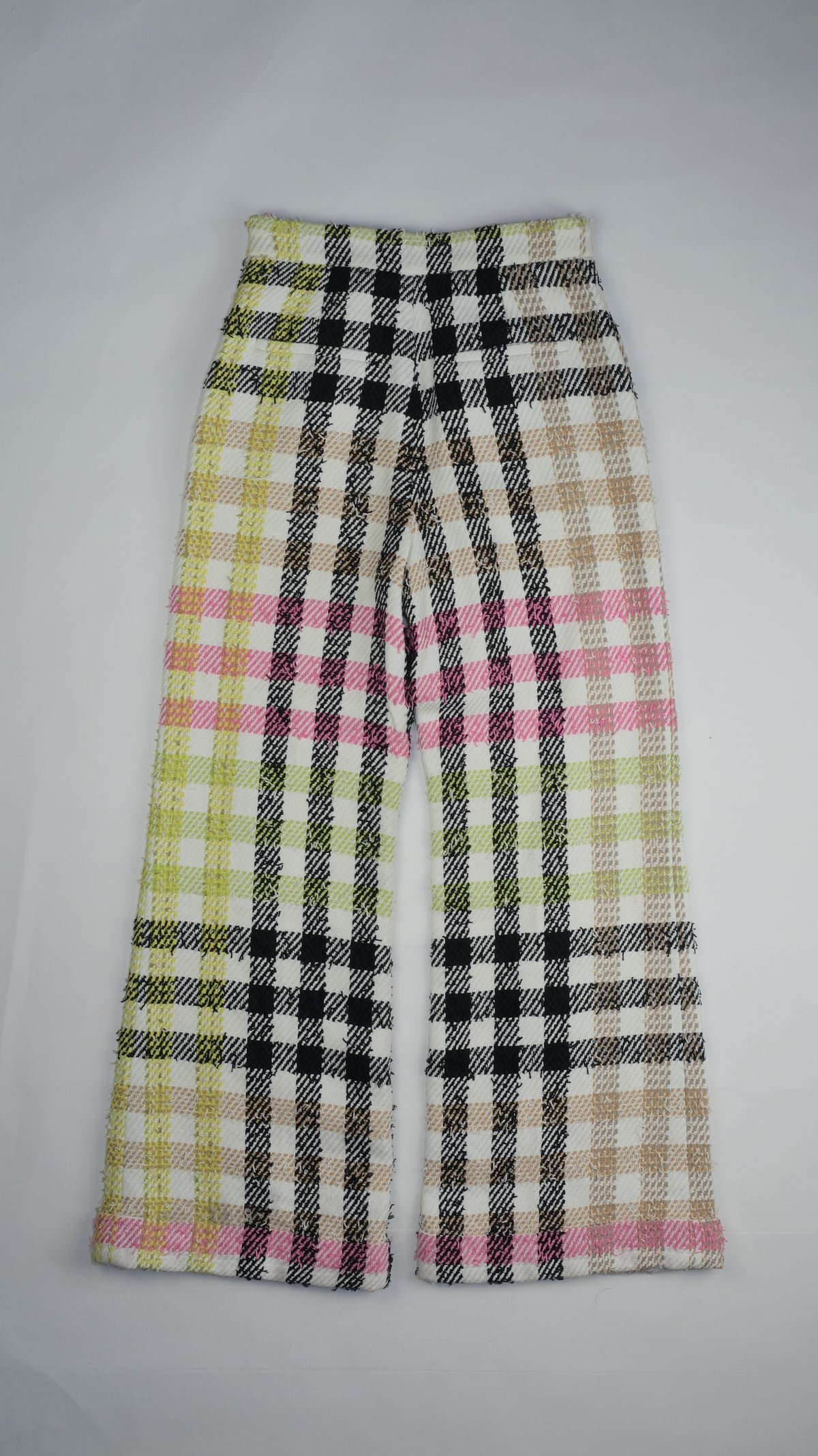 CHANEL Cream Cotton Wide-Leg Tweed Trousers – Plaid Power