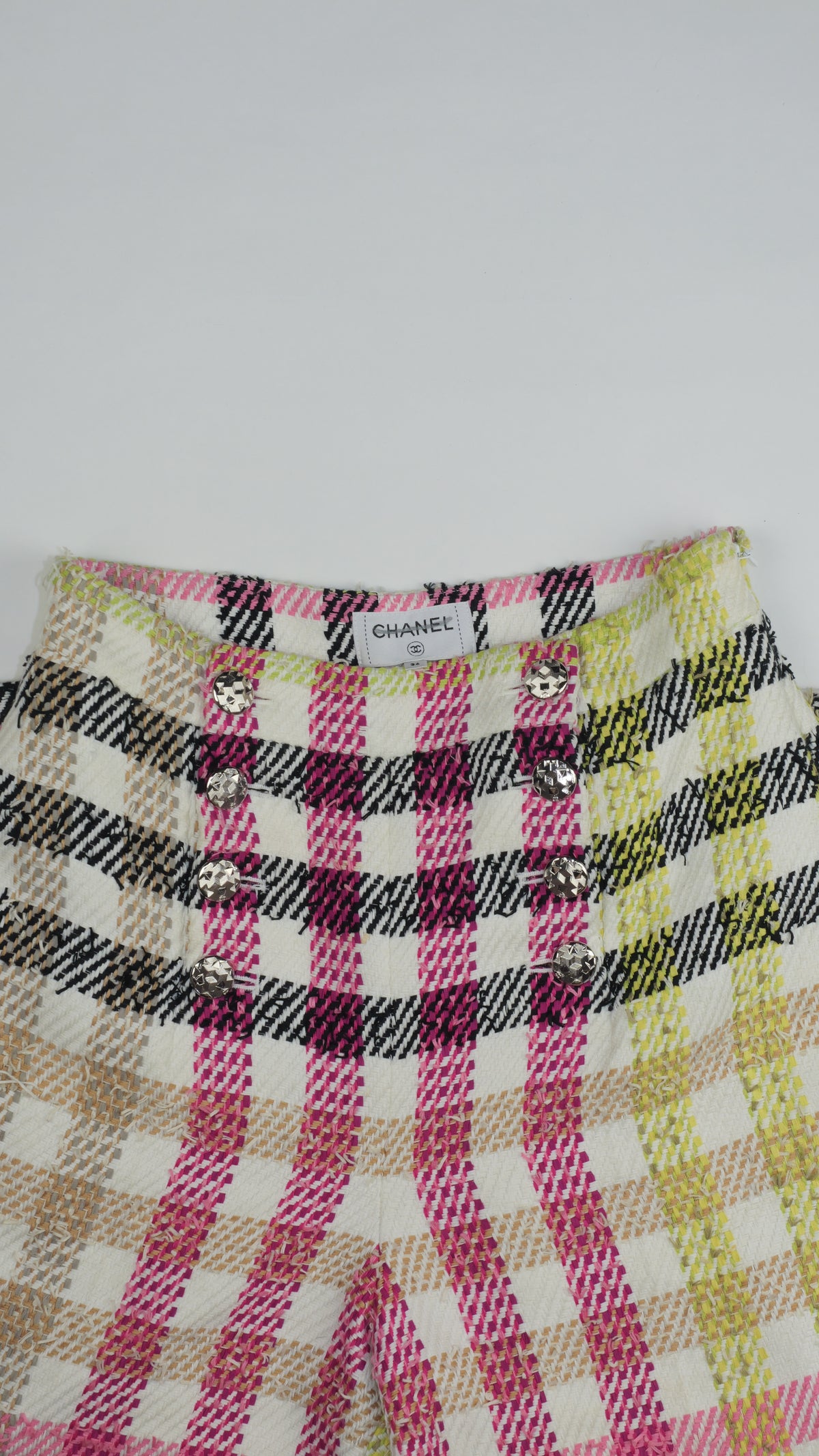 CHANEL Cream Cotton Wide-Leg Tweed Trousers – Plaid Power