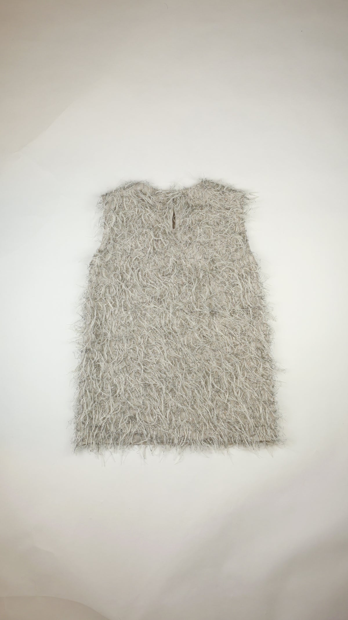 BRUNELLO CUCINELLI Silver Fringe & Lurex Top, Made in Italy