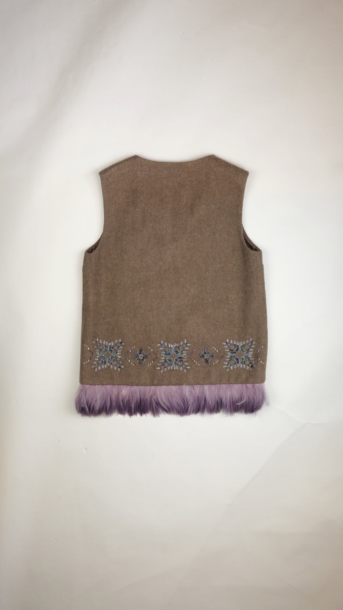 Sportmax Wollen Vest met Geborduurde Sterren & Zachte Lila Dons