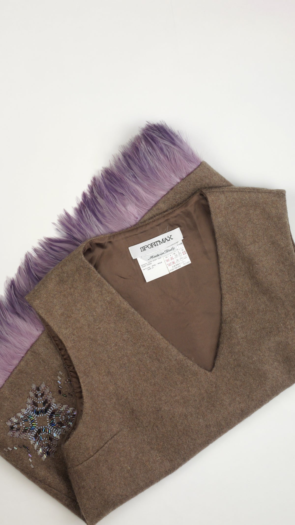 Sportmax Wollen Vest met Geborduurde Sterren & Zachte Lila Dons