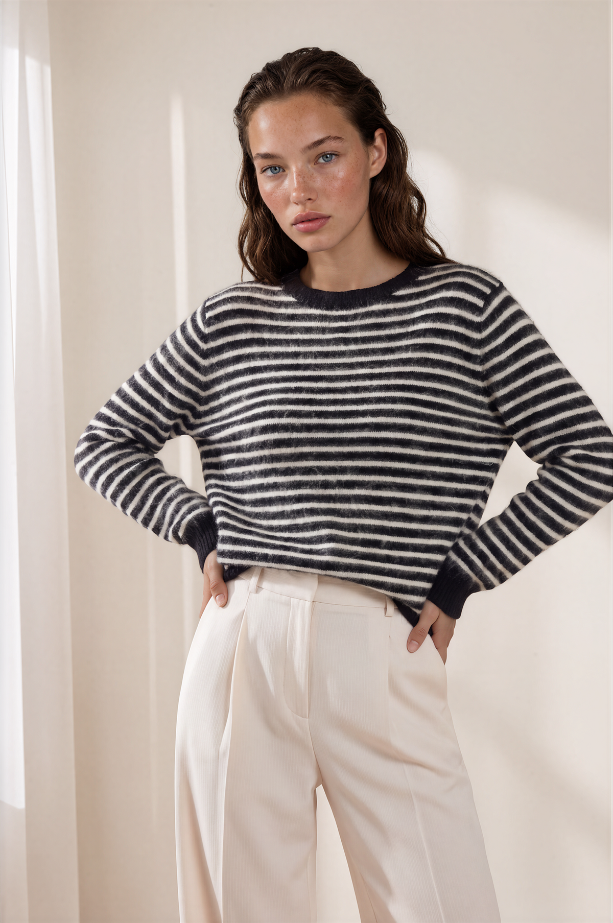 Pull Saint Laurent Rayé en Laine et Angora