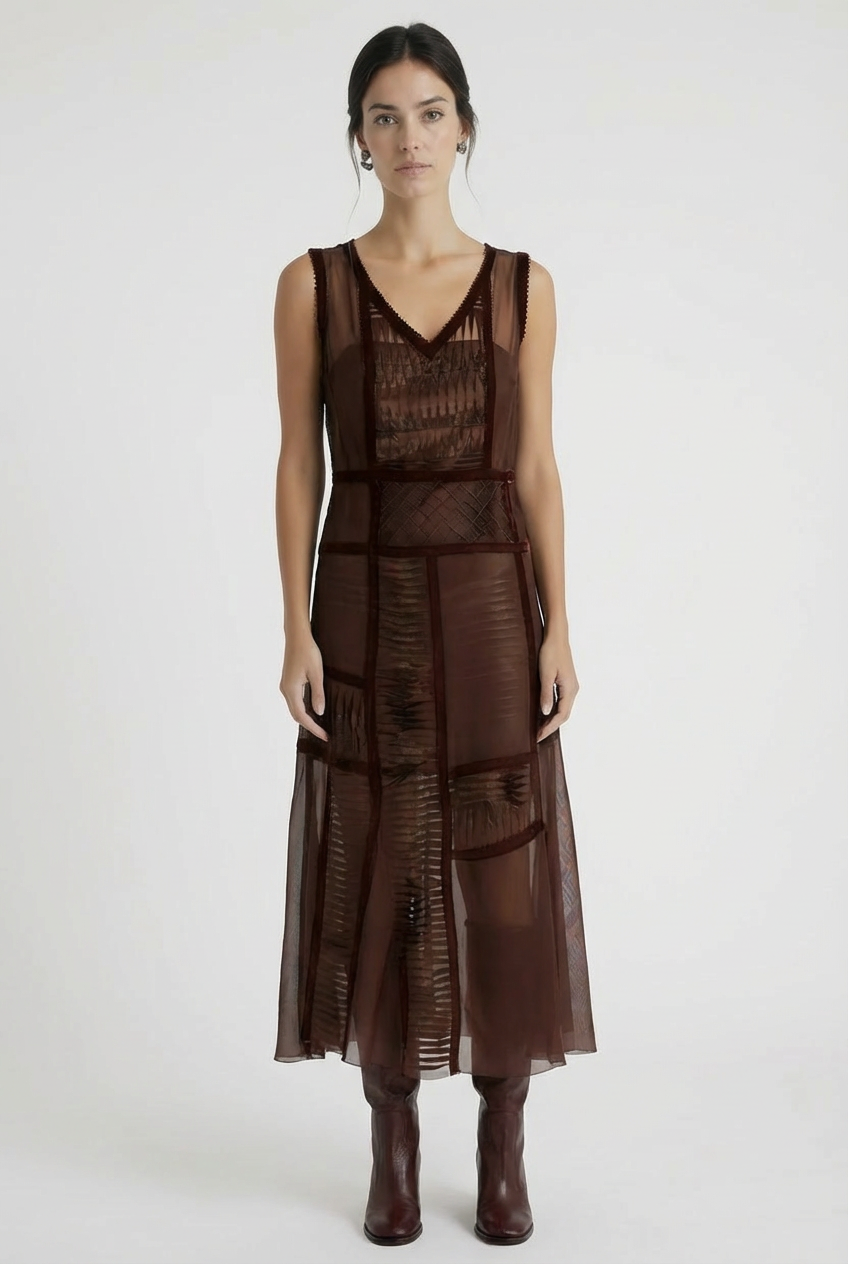 Alberta Ferretti Semi-Transparent Slip Dress: Ethereal Romance – Layered Mystery.
