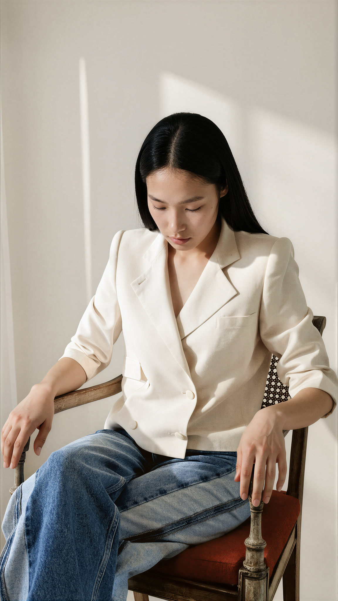 DIOR Cropped Double-Breasted Blazer — Ivory Tailored Jacket